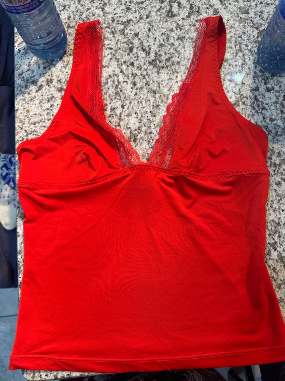 Free People Red Lace-Trim V-Neck Camisole